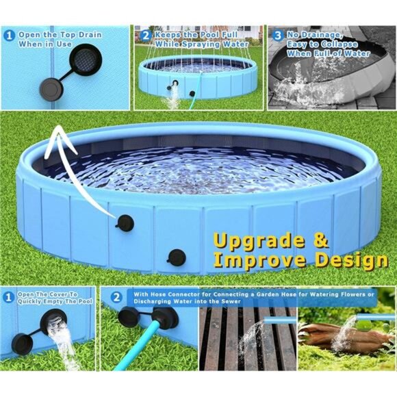 78.7 in Extra Large Dog Swimming Pool Bathing Tub for Pets Dogs Cats and Kids - Picture 3 of 7